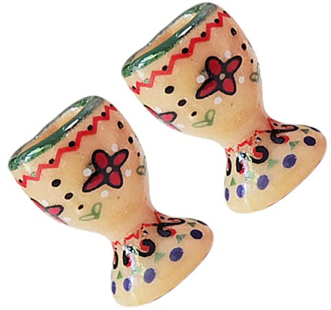 UPKOCH 2pcs Mini Easter Egg Holder Dollhouse Goblets Bright Patterns for Boys and Girls