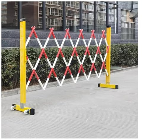 XDAWQP Erweiterbare Mobile Klappsicherheitsbarriere, tragbare einziehbare Verkehrsbarriere aus Metall, Einfahrtszaun für den Straßenisolationsbau,Rot Weiß 1,2x3m