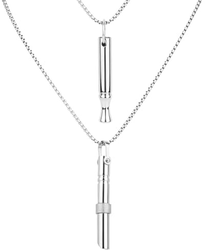 Mikovivi 2pcs Collier de Respiration de Pleine Conscience, Collier en Acier Titane Anti-Anxiété Respiration Facile Argent Relaxant Pendentif pour Femmes Hommes