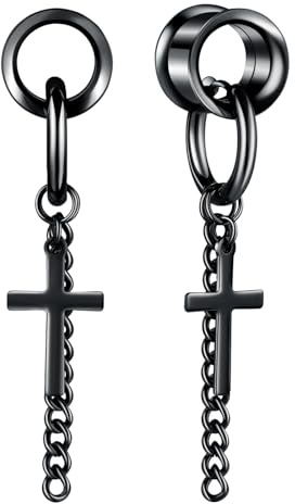 Hoisy Flesh tunnel med hänge kors dubbel flared tunnel 1 par expanderpiercing smycken för kvinnor och män 6 mm – 20 mm, 16mm (5/8), Metall, Ingen ädelsten