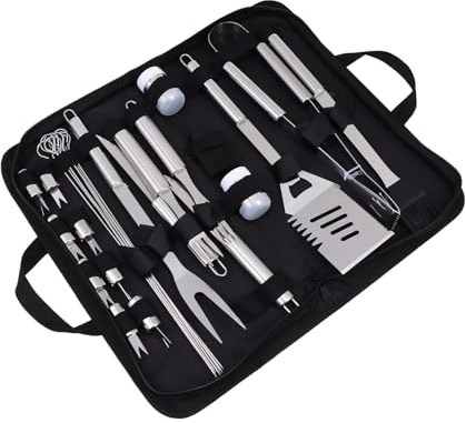 NUOBESTY Set Outils Barbecue Acier Inoxydable Kit Complet pour Grillades Extérieures et Portable avec Pochette Oxford Accessoire Pratique pour Camping et Cuisine Plein Air