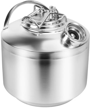 MRbrew 1.6 Gallon/6L Cleaning Keg, All 304 Stainless Steel Beer Line Cleaning Kit with Single D Coupler & Pressure Relief Valve Commercial-Grade Keg Lines Washer for Home & Professional Draft Systems