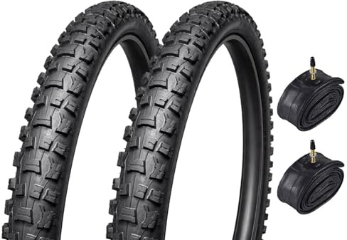 Pack 2 Cubiertas 26x2.10 + 2 Cámaras Válvula Fina | Neumáticos MTB 26” para Bicicleta de Montaña, Eléctrica o Ciudad | Goma y Nailon | Aro Rígido, Alta Resistencia