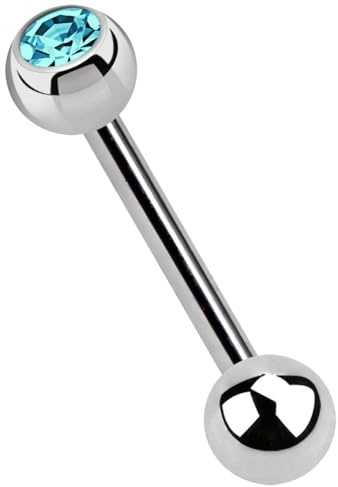 Titanium Piercing Barbell 1.2 mm with Stone Ball and Ball Clasp, Kugel: 3 mm / Stab: 10 mm, Titanium, No Gemstone