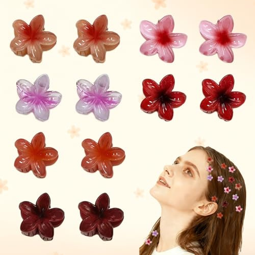 FISH DRAGATE 12 pcs fermagli per capelli con fiori,mollette clip donna,mini Pinze Per Capelli,antiscivolo,Fermagli per Artigli,Capelli Artiglio Clip Accessori per Ragazze e Donna,6 colori