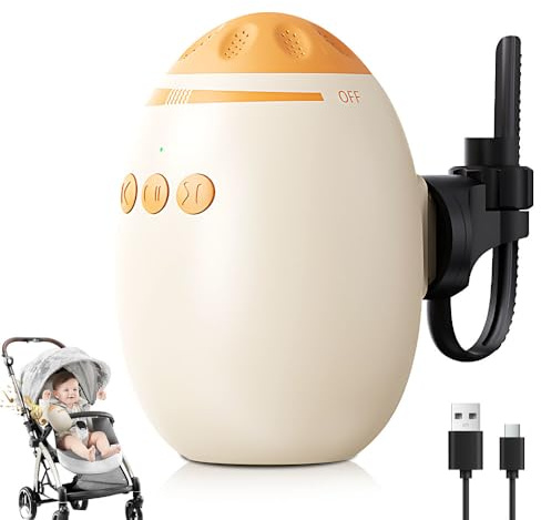 Kinderwagenschaukler, Einschlafhilfe Baby Wiederaufladbar mit Einstellbare Schaukelintensitäten & 11 Beruhigende Klänge, Bluetooth Funktion, Kinderwagen Schaukler für Kinderwagen & Buggy