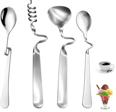 Honiglöffel Edelstahl Set mit 4 Löffeln, Marmeladenlöffel zum Einhängen, Latte Macchiato Löffel für Kaffee und Desserts, Praktische Küchenhelfer für Haushalt und Gastronomie, Rostfreie Ausführung mit