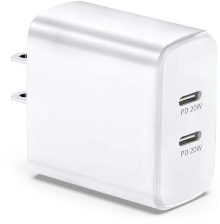 USA Travel Adapter Charger, American and Canada Plug Adapter Fast Charging with 2 USB C, 40W Double US Wall Adaptor USA Adaptor Plug Fast Charger Compatible with iPhone 17 16 15 14, Samsung Galaxy S26