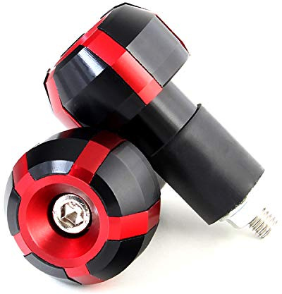 Area1 Motorrad Motorroller Lenkerenden Lenkergewichte Vibrationsdämpfer für Lenker mit 17,5-21mm Innendurchmesser, Rot, Kompatibel mit KSR KSR