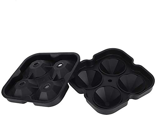 Bandeja de cubitos de hielo de 4 ranuras, moldes de silicona para cubitos de hielo, molde para pasteles de hielo en forma de diamante para la cocina casera (2#), negro
