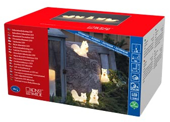 Konstsmide LED Acryl Eichhörnchen, 5er-Set, klar, 24V, Aussen (IP44), 40 warm weiße Dioden, weißes Kabel - 6287-103
