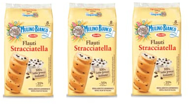 Mulino Bianco Flauti Merende Alla Stracciatella Con Gocce Di Cioccolato 3 Pezzi Da 280 Grammi