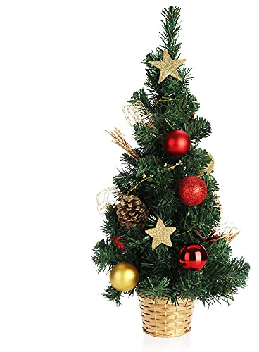 COM-FOUR® Künstlicher Weihnachtsbaum mit Christbaumkugeln, Geschmückter | Christbaum für die Deko zu Weihnachten
