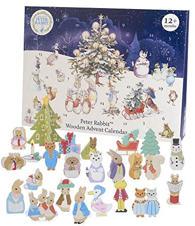Peter Rabbit Advent Calendar 2023 Kids - Wooden Toy Childrens Advent Calendars for 1 Year Old Baby, Toddler Boys, Girls with Peter Rabbit Christmas Countdown Traditional Figures by Orange Tree Toys