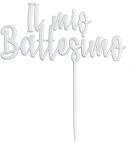 CAKE TOPPER IL MIO BATTESIMO 21 CM PLA BIODEGRADABILE BIANCO TORTA CERIMONIA DECORAZIONE VERNICIABILE ANCHE CON NOME PERSONALIZZABILE