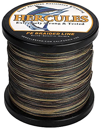 HERCULES Geflochtene Angelschnur 12 Stränge, 100-2000m 109-2196 Yards Geflochtene Fisch Linien, 10lb - 420lb Test-PE-Schnüre für Salzwasser-Süßwasser - Tarngrün, 20lbs, 500m