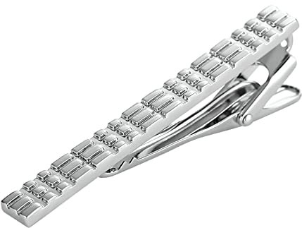 Whoiy Krawattenklammer Silber, Krawattennadel Edelstahl Rechteck für Männer Frauen Kostenlose Gravur mit Schmuck Box