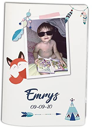 Nemau - Protège Carnet de Santé Personnalisé - Texte et Photo Personnalisables – Fabriqué en France - Étui Carnet Bébé Enfant Fille ou Garçon - Idée Cadeau Naissance - Modèle Petit Indien