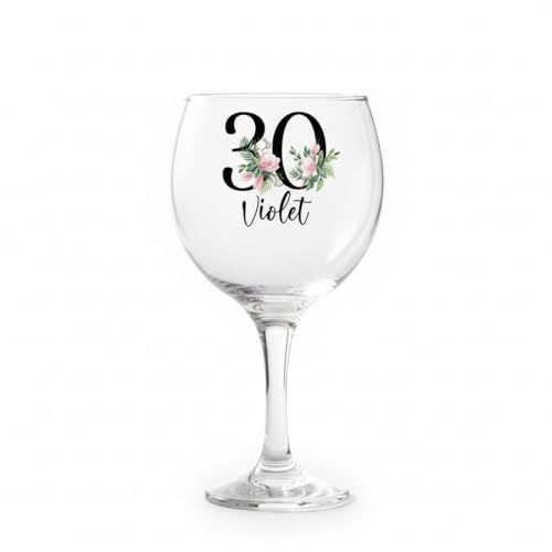 Personalised 30th Birthday Floral Cocktail Gin Glass Gift For Her