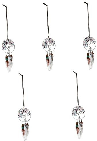 YARNOW 5piezas Colgante Decorativo De Cristal Árbol Vida y Atrapasueños Adorno para Pared y Ventana Embellece Tu Dormitorio y Espacios Interiores