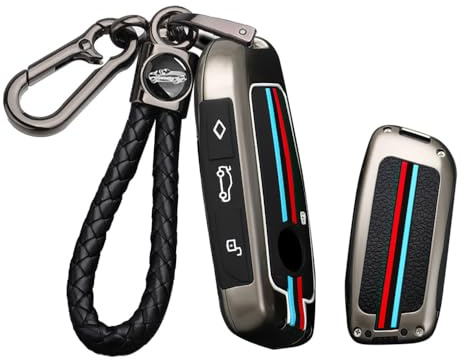 ontto Metall Autoschlüssel Hülle Schlüsselhhülle Passt für BMW X1 X7 M Sport 223i iX40 iX50 xDrive i4 IX1 7er 740LI G07 XM I7 2022-2023 Schutzhülle Schlüsselanhänger Schlüssel Etui Cover-B Schwarz
