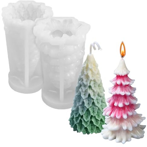 Weihnachtsbaum-Silikonform, 3D-Kerzengießformen für handgemachte Kerzenherstellung, für DIY-Aromatherapie-Wachskerzen, Seifen, Tonhandwerk, Heim- und Partydekoration, für mehrfache Verwendung (2PCS)