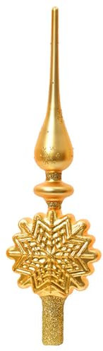 zeitzone Christbaumspitze Schneeflocke Gold Echt Glas Weihnachtsbaumspitze 31cm