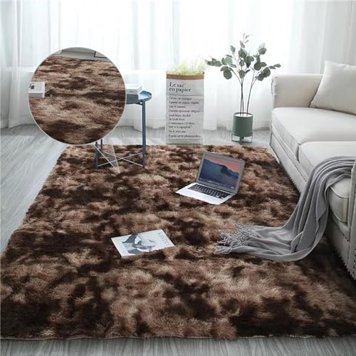 Shaggy modern matta, fluffig mjuk matta 80 x 140 cm Supermjuk fluffig matta, Shaggy Sovrumsmatta, Dekor Golvmatta Lätt att rengöra, många olika storlekar för Sovrumssoffa Golv, Brun