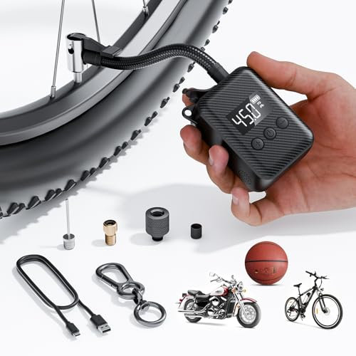Fahrradpumpe, 130 PSI Mini-Fahrrad-Reifenpumpe mit Messgerät, passend für Presta-Ventil und Schrader, tragbare elektrische Luftpumpe, Luftkompressor, automatische Abschaltung, kleine