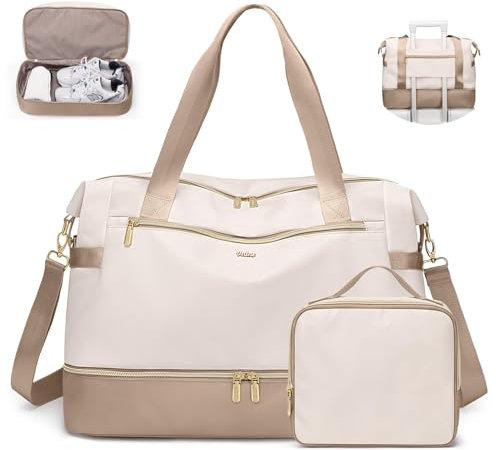 VNINE Weekender Reisetasche Damen Sporttasche Handgepäck Tasche Groß Kliniktasche Geburt Travel Bag Duffle Bag mit Schuhfach Kulturbeutel für Flugzeug Reisen
