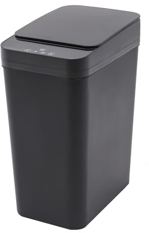 HPDTZ Poubelle automatique intelligente avec détecteur de mouvement pour cuisine et bureau, capacité de 12 l, noire