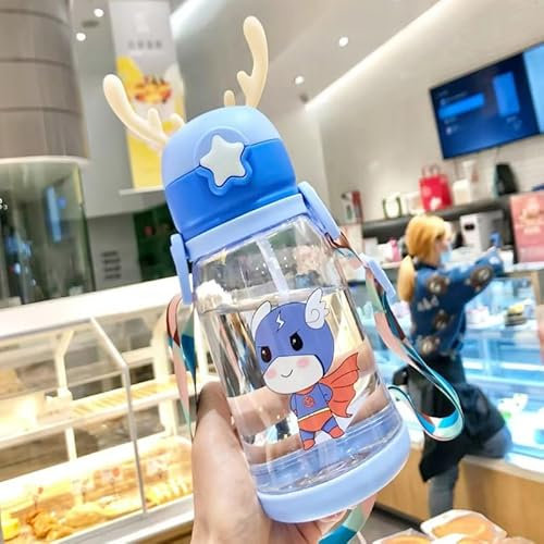 Super-Hero 3D Modern Kids Water Bottle with Straw | BPA Free Reusable Tumbler for Toddlers, Girls, Boys | Shatterproof Base| 600ml | School Nursery Sports