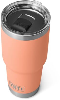 YETI Rambler - Vaso de acero inoxidable aislado al vacío con tapa MagSlider, 880 ml, color melocotón