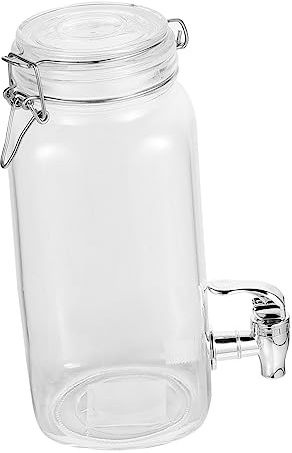 Amosfun Dispensador De Bebidas Con Grifo 2l De Vidrio Resistente Abs, Botella De Jugo y Vino Para Uso Doméstico y Fiesta, Tanque Hermético Para Almacenamiento Seguro