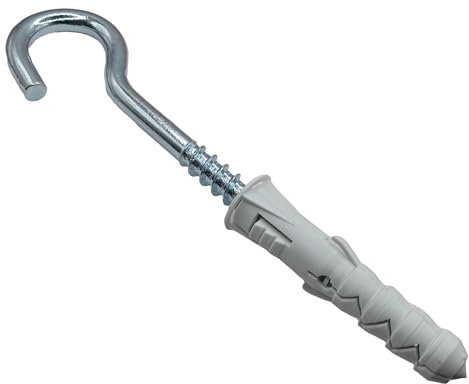 HAFD Ceiling Hooks Zinc Plated M8 8x130mm with M12 12x60mm Plugs, Durable Large Hooks for Secure Home Installation, Versatile Screw in Hooks for Garden and Wall Mounting Solutions Pack of 4