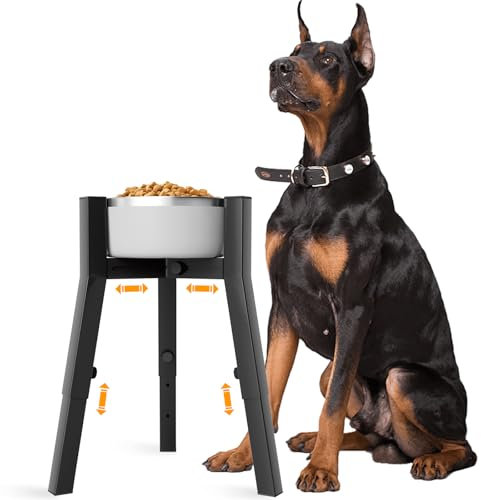 Dog Bowl Stand for Large Dogs, Adjustable Width & Height, Elevated Dog Bowls for 17.3-27cm Wide Bowls, 3 Height Adjustment, Tall Dog Food Water Bowl, Single Dog Bowl Holder,Bowl Not Included