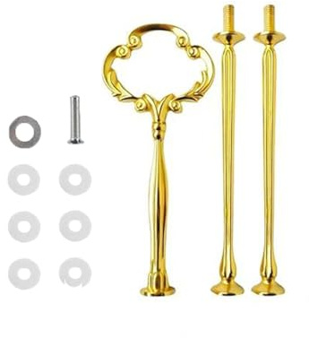 Xvbhaq 6 Stück Etageren Stangen Set, 3 Etagen, Etagere Bausatz, Gold, Metallstange für Kuchenständer, Tortenständer, Torten Halter, Hochzeitstorte, Buffet, Obsttablett, Snackteller