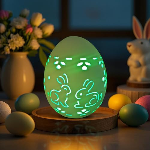 LED Ostereier Keramik, Osterdeko LED Osterei mit Beleuchtung Osterdeko Porzellan Ostereier mit Warmes Licht Osterdeko Keramik Osterei Batteriebetrieben Tischdeko Osterdeko für Innen Draußen (D)