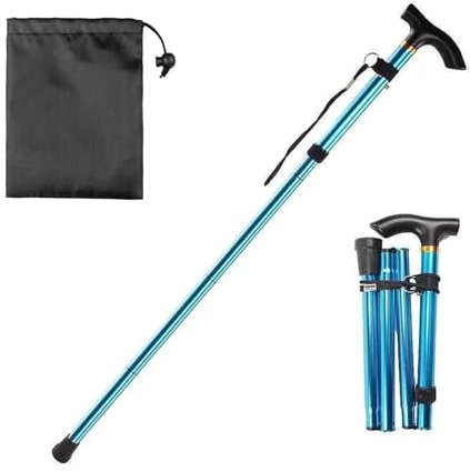 Jimkply - Canne de marche en aluminium - Pour homme et femme - Avec siège - Bâton de randonnée - Pour activités de plein air, alpinisme, marche quotidienne - Bleu