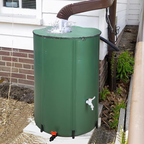 Rain Barrels to Collect Rainwater,132 Gallon Folding Water Tank Storage Container,Anti-Collapse Collapsible Rainwater Collection System,Rain Water Collection Barrel with Filter,Spigot,for Garden,Green