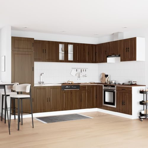 Brokky 3315028 Mobile Base per Lavandino 'Porto' con Lavandino Rovere Marrone 80x46x84,5 cm Legno Ingegnerizzato Set di mobili da Giardino Divano per Esterno angolare terazzo Balcone