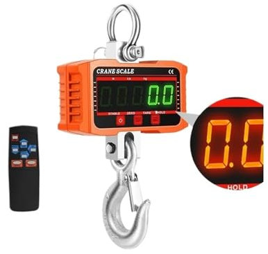 Bilancia da gru digitale, Bilancia for gru digitale da 500 kg/1500 kg 1 T LED ad alto carico industriale gancio in lega resistente bilanciamento del peso N/lb/kg tenere bilance sospese(1500kg Black)