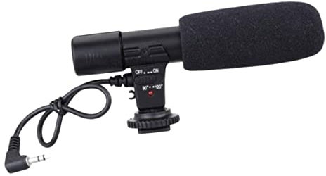 Holibanna Microfono Video Professionale Per Interviste e Riprese Cinematografiche Microfono Per Videocamera Dslr Sensibilità Stereo e Angolo 90/120° Compatto e Facile Trasportare