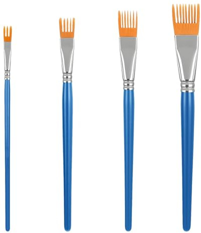 Juego de 4 Pinceles de Artista con Forma de Peine, Pinceles de rastrillo para Pintar con Mango de Madera de Abedul, Pintura acrílica, Juegos de Pinceles texturizados para Tarjetas