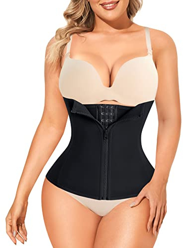 LODAY Damen Taille Trainer Korsett für Gewichtsverlust Bauch Steuer Sport Training körperformer groß schwarz (Zip & Haken)