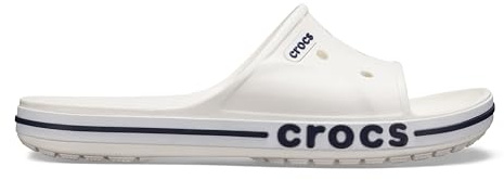 Crocs Unisex Slide, Bayaband Slide, White/Navy, 9 UK Men/ 10 UK Women
