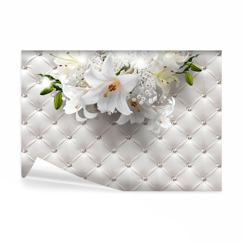 decomonkey Fototapete Blumen Leder, 350x256 cm, XL, Lilien Lederoptik | Schlafzimmer, Wohnzimmer, Tapete, Wandbild, Bild, Fototapeten, Tapeten, Wandtapete, Wand