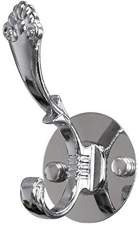 sourcing map Doppelwandhaken Zinklegierung Wandmontage Mantel Hut Schlüssel Doppel Kleiderhaken Kleiderbügel Halter mit Schrauben Silberton