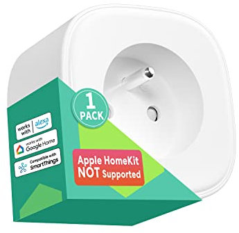 meross Prise Connectée WiFi (FR), Prise Intelligente Compatible avec Alexa, Google Home et SmartThings, Prise Française Programmable avec Contrôle à Distance, Contrôle Vocal et Fonction de Temps