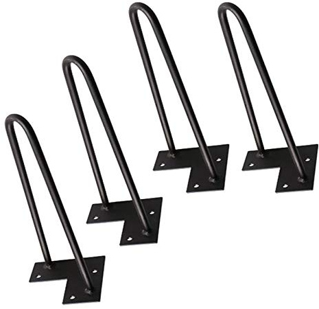 480mm Hairpin Table Legs Heavy Duty DIY Furniture Metal Table Legs Stable Table Height, 2Rods, Black, 4 PCS